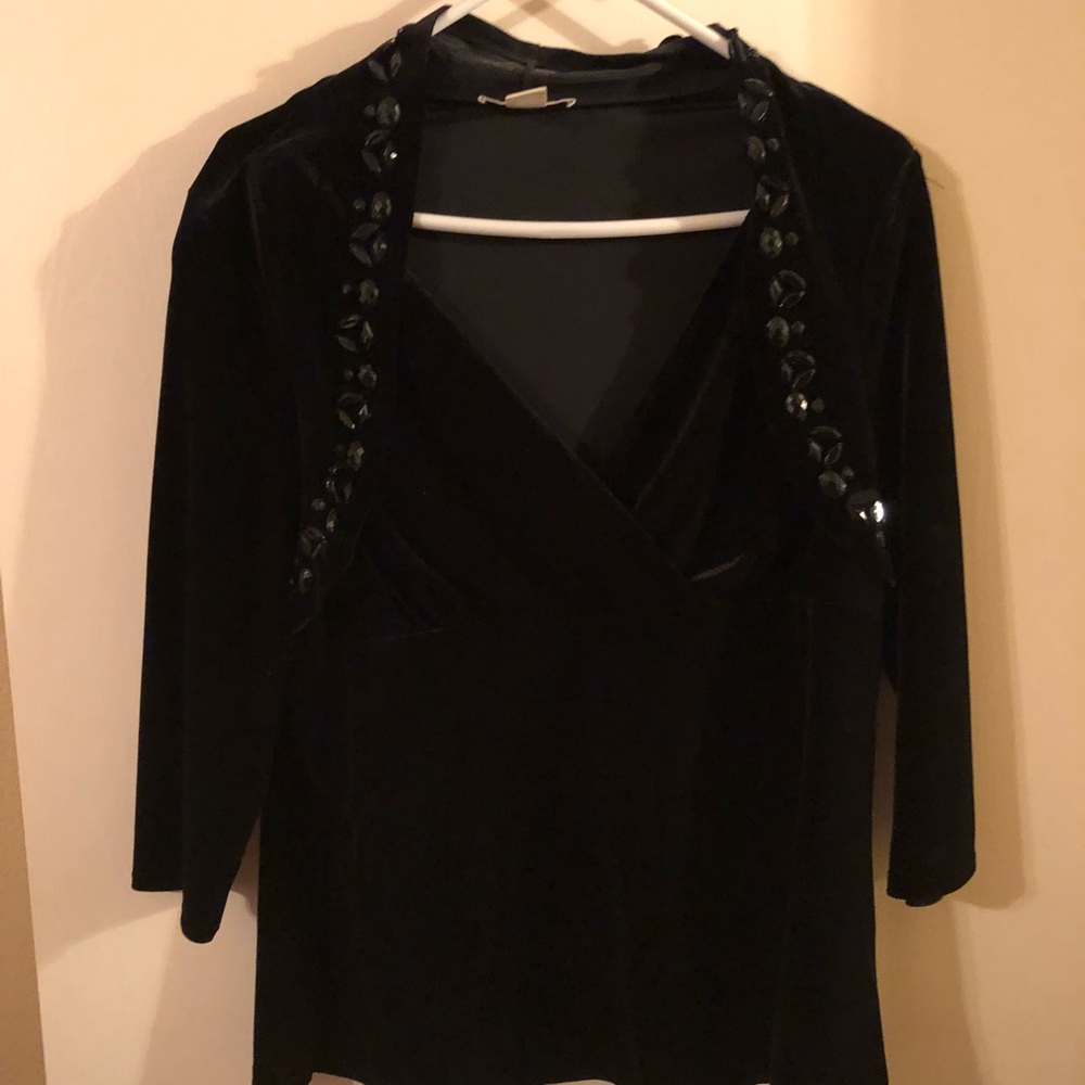 Black velvet top with large beads
